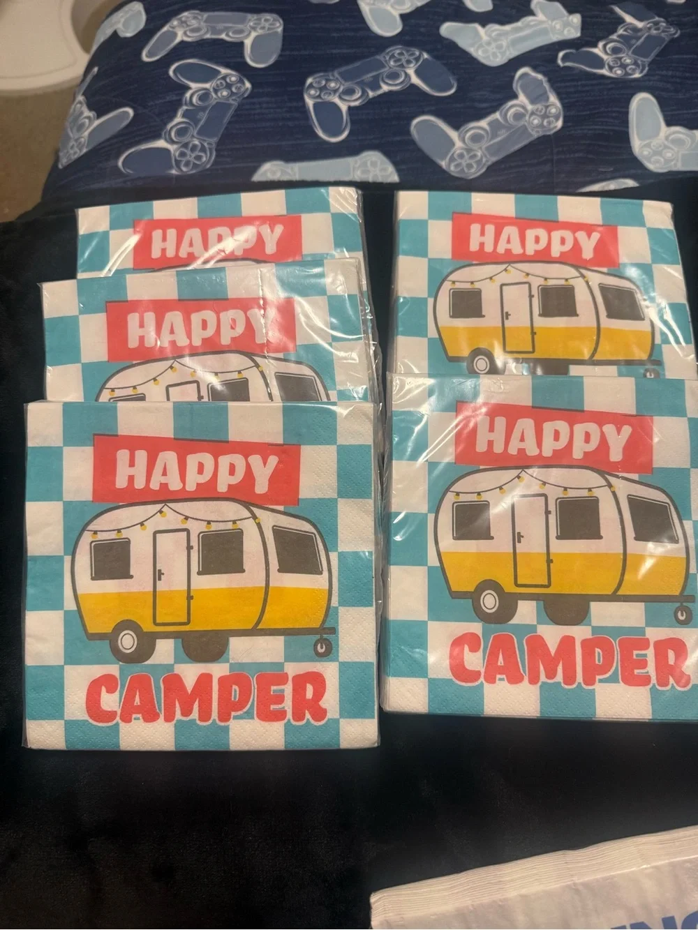 Happy Camper Party Napkins - Yellow Camper Design